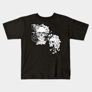 skulls and flowers Kids T-Shirt